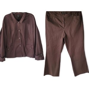 Lane Bryant Chocolate Slacks and Button Down Suitcoat with Pockets, EUC, sz 24